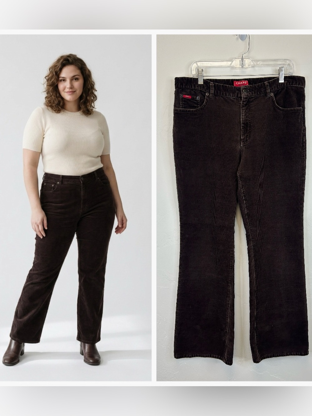 Corduroy Boho Vintage Pants Size 14 Straight Bootcut Retro Neutral 70s 90s